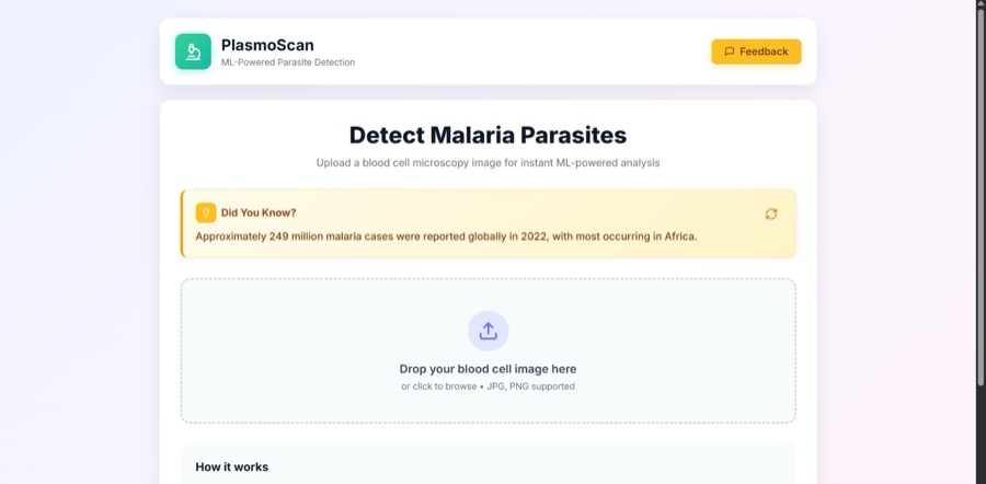 PlasmoScan detection interface showing annotated microscopy image